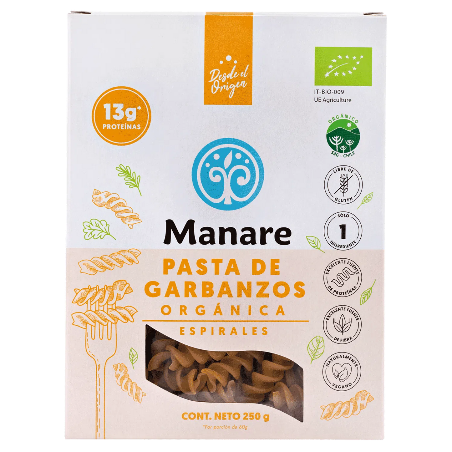 Espirales o pasta de Garbanzos Orgánicos 250g