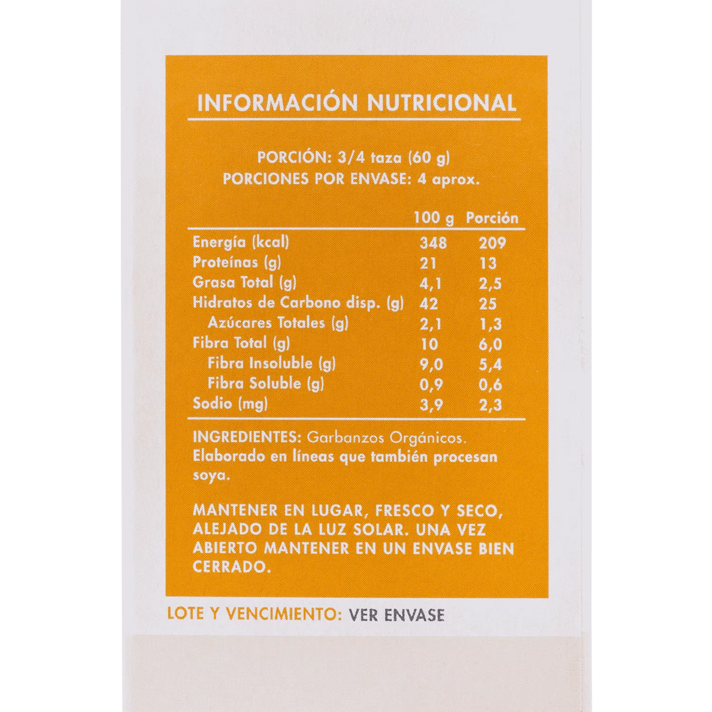 Espirales o pasta de Garbanzos Orgánicos 250g