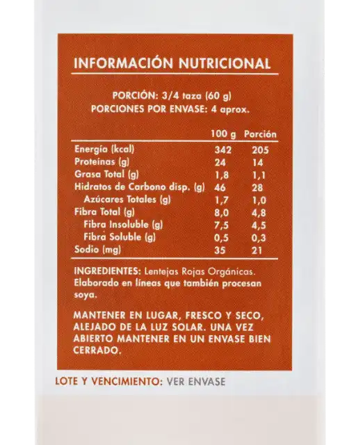 Espirales o pasta de lentejas rojas orgánicas 250grs