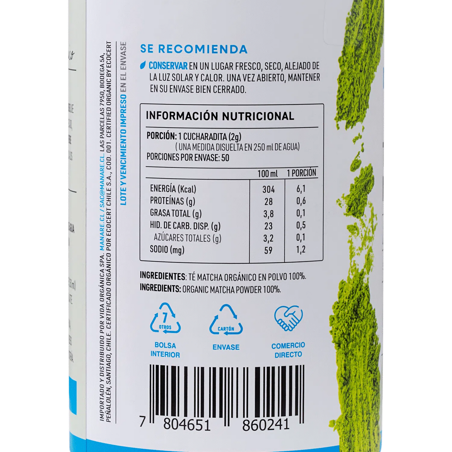 Té Matcha orgánico manare 100grs