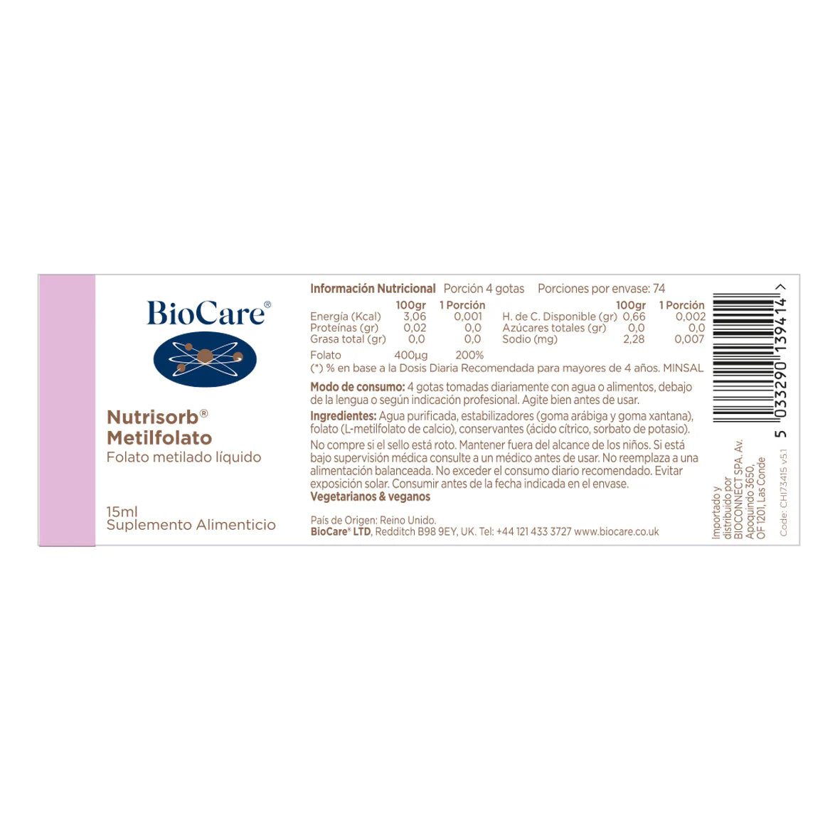 Vitaminas - Nutrisorb Metilfolato Liquido 15ml