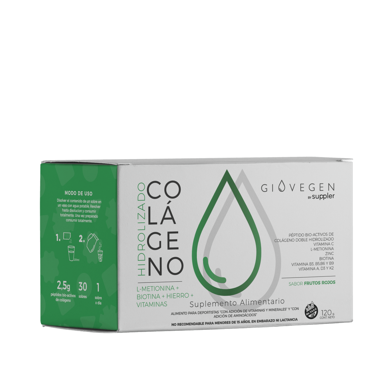 Colágeno Verde Giovegen (L-METIONINA + BIOTINA + HIERRO + VITAMINAS)