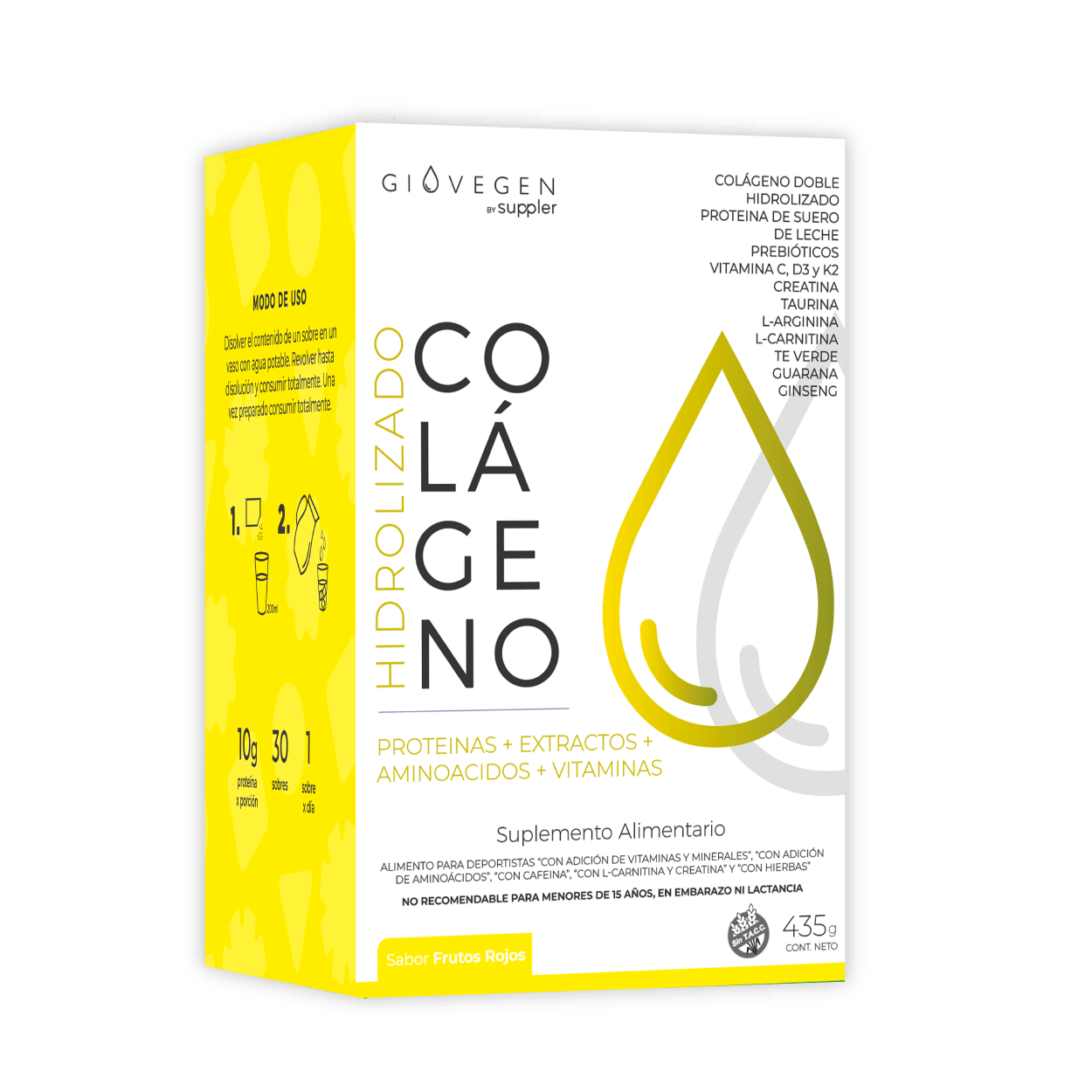 Colágeno Amarillo Giovegen (PROTEINAS + EXTRACTOS + AMINOACIDOS + VITAMINAS)
