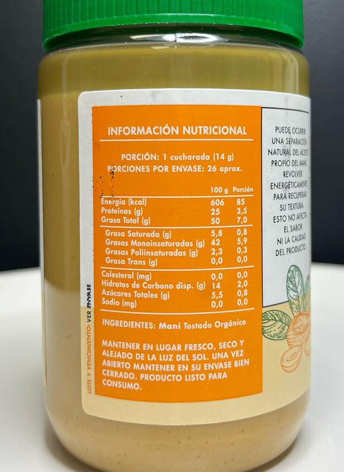 Mantequilla de maní orgánica 360grs