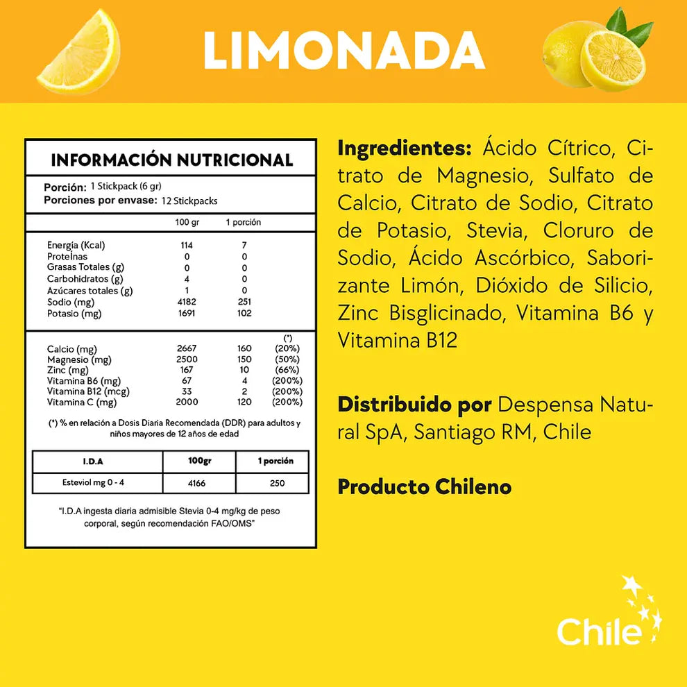 Caja electrolitos por 30 sobres sabor limonada