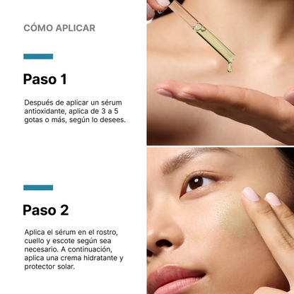 Cómo se aplica Phyto Corrective PDRN Serum: 3 a 5 gotas en rostro, cuello y escote
