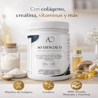 AO Esencial D colágeno creatina NMN shiitake magnesio suplemento diurno completo | AO