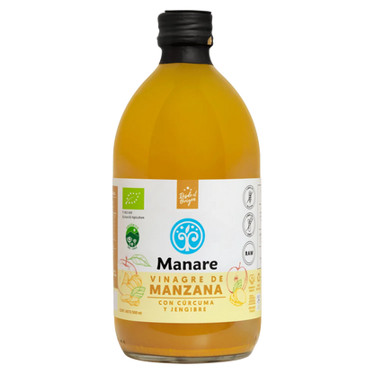Vinagre de manzana con jengibre y cúrcuma orgánico 500ml manare