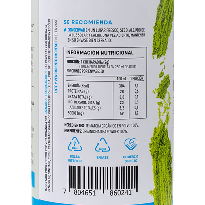 Té Matcha orgánico manare 100grs