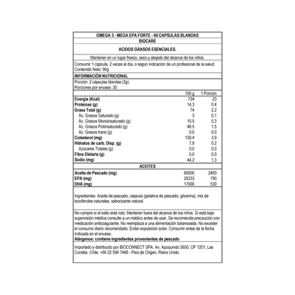 Omega 3 - Mega EPA Forte - Aceite de Pescado - 60 cápsulas