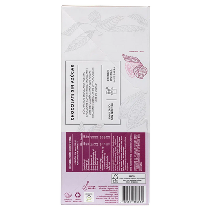 Chocolate sin azúcar 62% Cacao Orgánico 100g