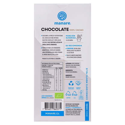 Chocolate 100% cacao Manaré