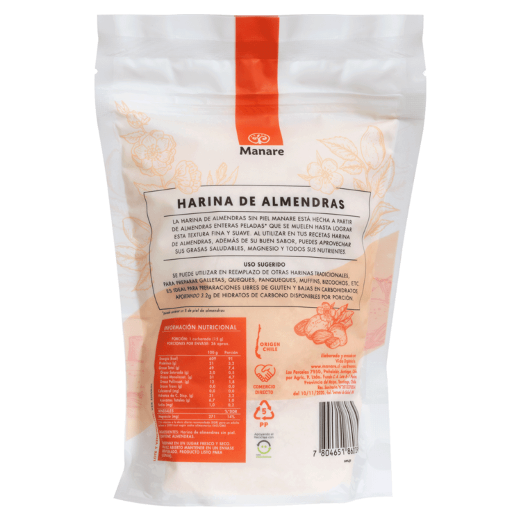 Harina de almendras sin piel Manare 400grs