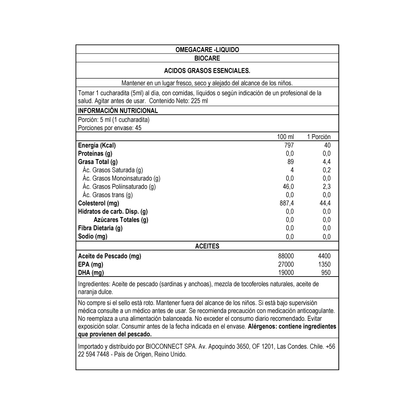 Omega 3 - OmegaCare - Aceite de pescado 225ml Biocare