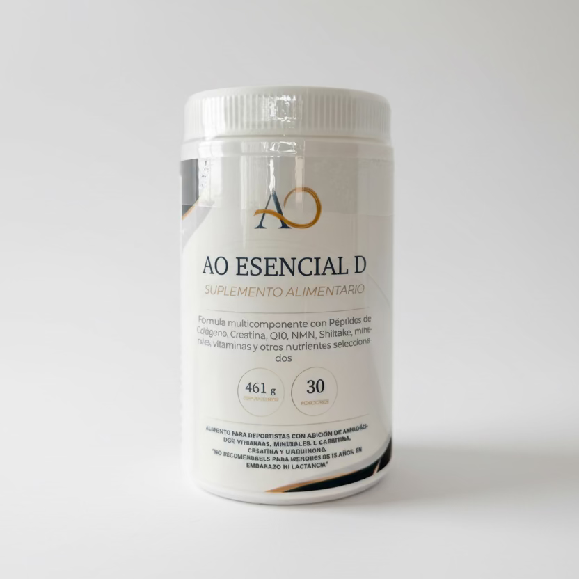 AO Esencial D (Día). Colágeno + Creatina + NMN + Shiitake + Mg + vitaminas y otros nutrientes seleccionados