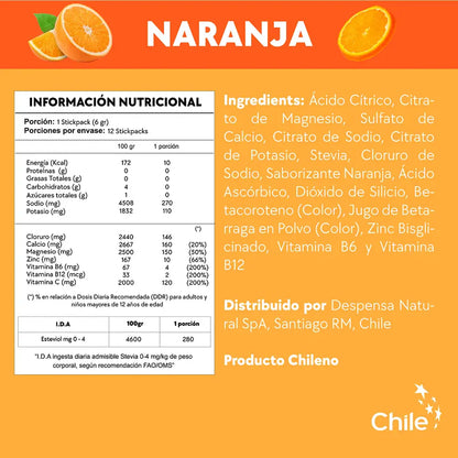 Caja de electrolitos por 30 sobres sabor naranja