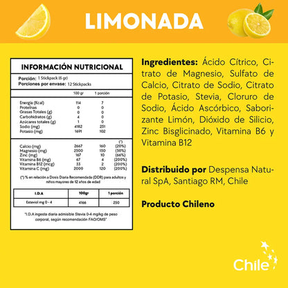Caja electrolitos por 30 sobres sabor limonada
