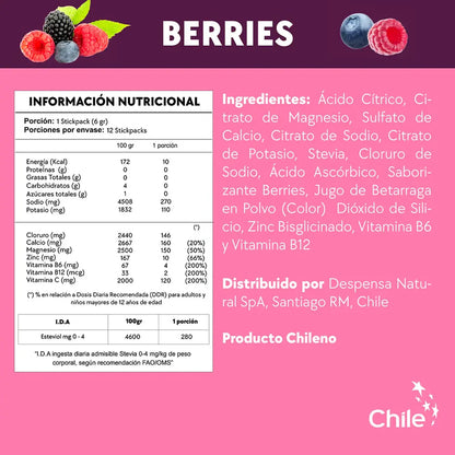 Caja electrolitos por 30 sobres sabor berries