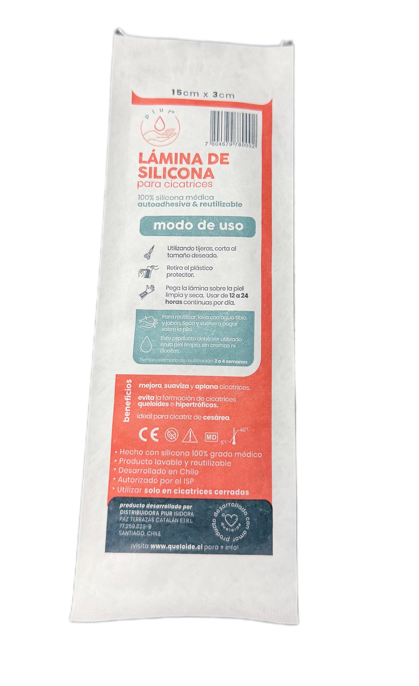 Lamina silicona 15 x 3 cms transparente  1 unidad (1,8mm grosor)