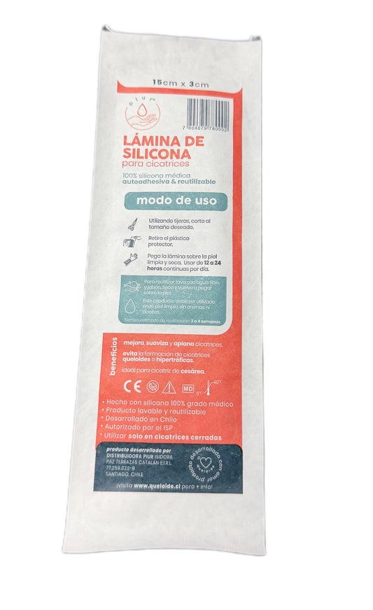 Lamina silicona 15 x 3 cms transparente  1 unidad (1,8mm grosor)