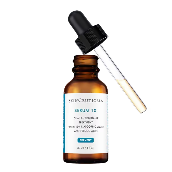 Serum 10 de SkinCeuticals abierto, mostrando el gotario